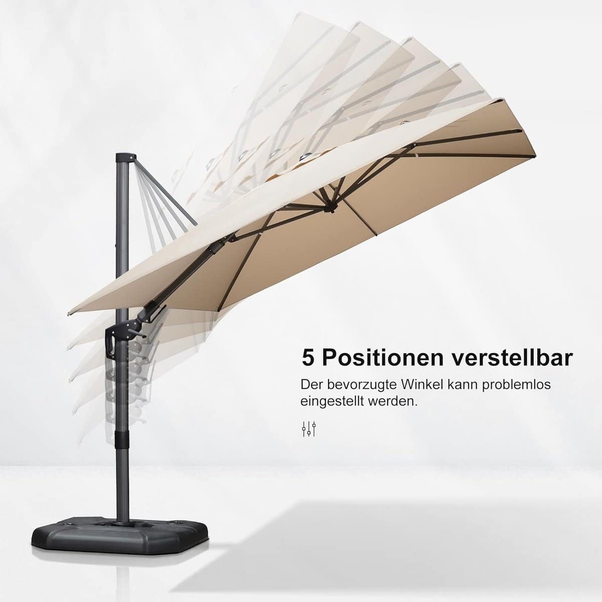 zweefparasol kantelbaar 360 cm x 270 cm met standaard