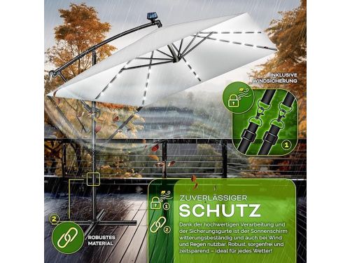 Zweefparasol LED 330 cm - Rechthoekig 235x235 cm - 32