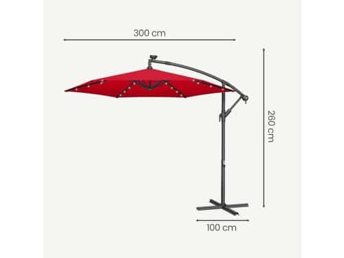 Zweefparasol met LED-verlichting op zonne-energie - Depauwonen 300 cm Achthoekige