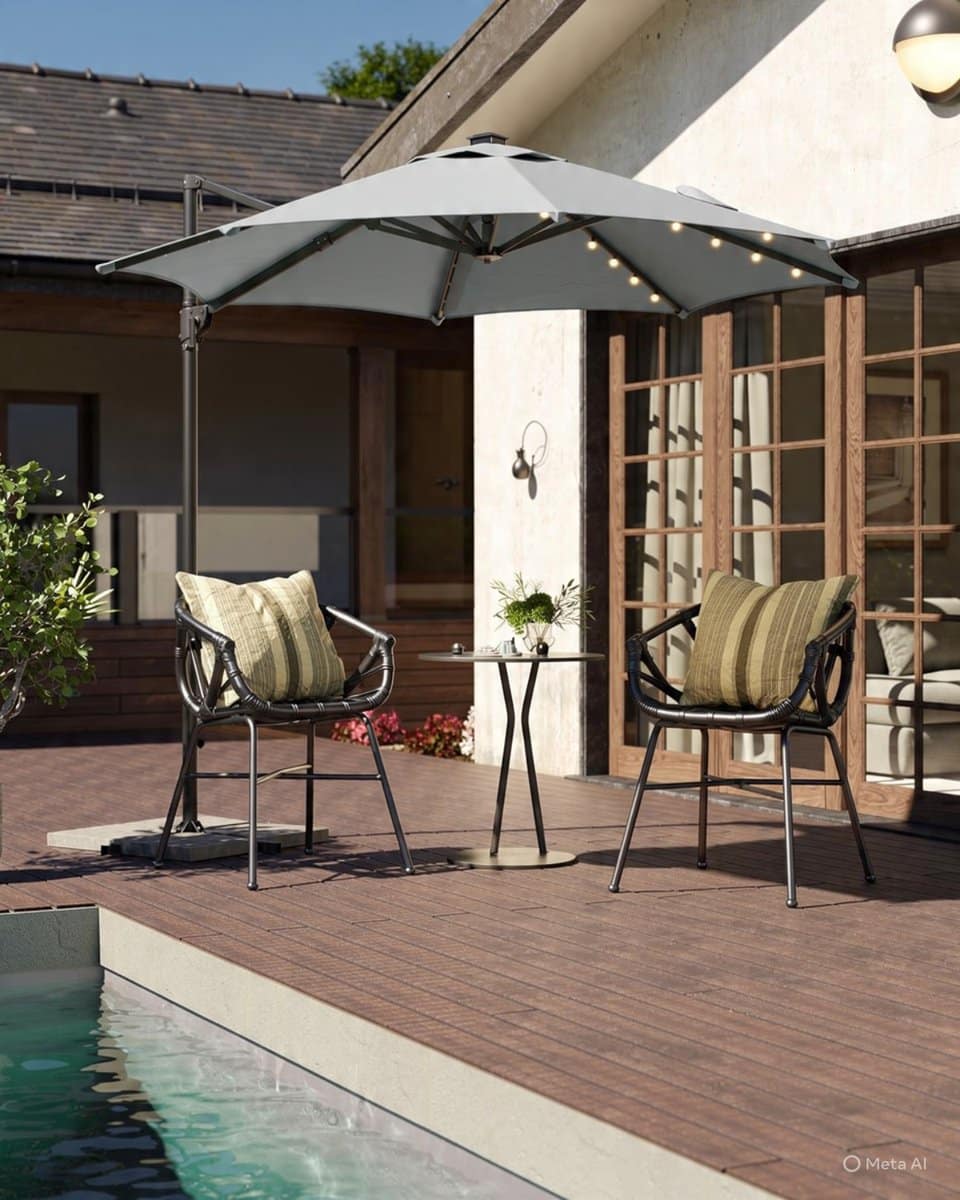 zweefparasol Ø 300 cm met led verlichting & zonnepaneel