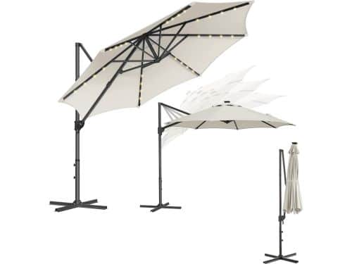 Zweefparasol Ø 300 cm met LED Verlichting & Zonnepaneel