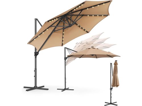 Zweefparasol Ø300 cm met LED Verlichting & Zonnepaneel