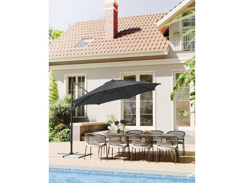 Zweefparasol Ø300 cm Rond - 360° Draaibaar & Traploos Kantelbaar