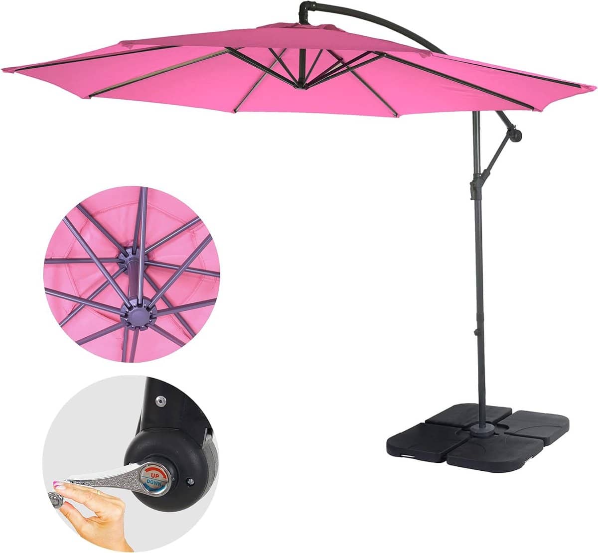 zweefparasol parasol met standaard terras zonwering kantelbaar