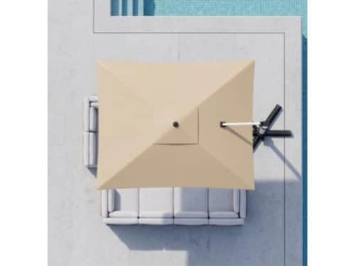 Zweefparasol Rechthoekig 400x300 cm met Dubbel Dak, 360° Draaibaar &