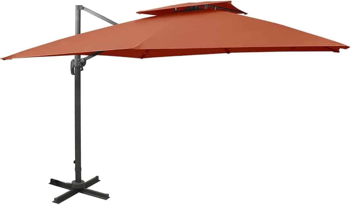 zweefparasol terracotta tuinparasol buiten creëer schaduw 360