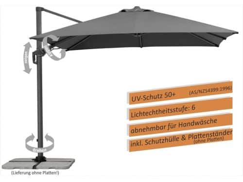 Zweefparasol Vierkant 300x300 cm - 360° Draaibaar & Kantelbaar met