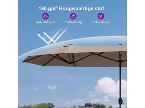 Zweefparasol XXL 455x270 cm Rechthoekig UV-bestendig Tuinparasol met Aluminium Frame