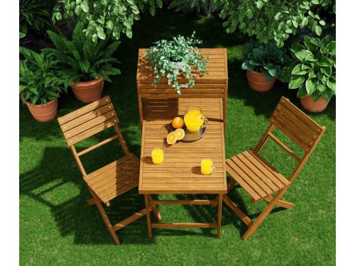 3-Delige Inklapbare Balkonset Bruin met Opbergrek & Tafel 95x117 cm