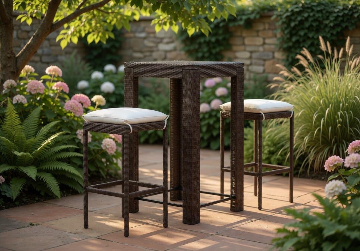 3 delige tuinbarset bruin polyrotan barset met kussens toonbank