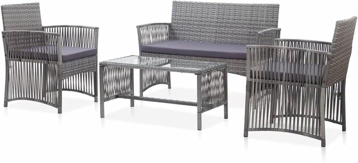 4 delige loungeset voor in de tuin, met 1 bank