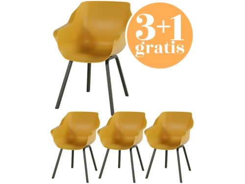 4 x Hartman Sophie Element armchair Curry Yellow