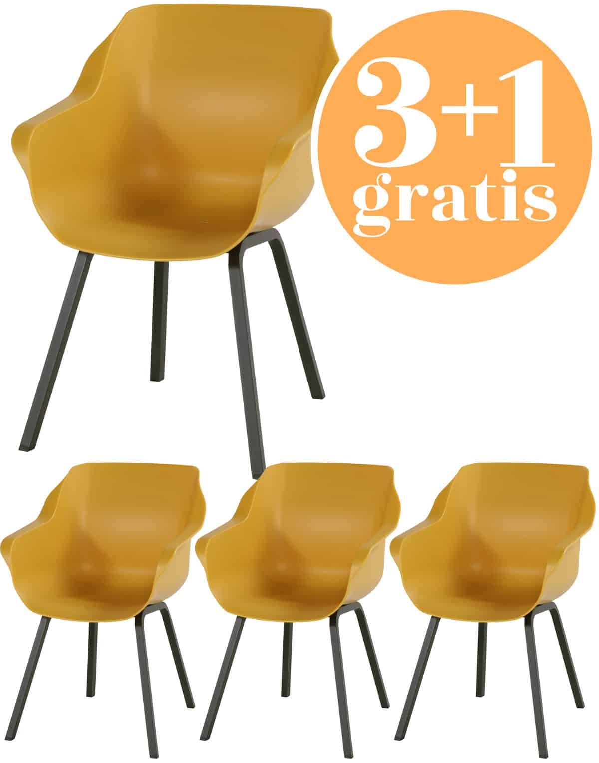 4 x hartman sophie element armchair curry yellow