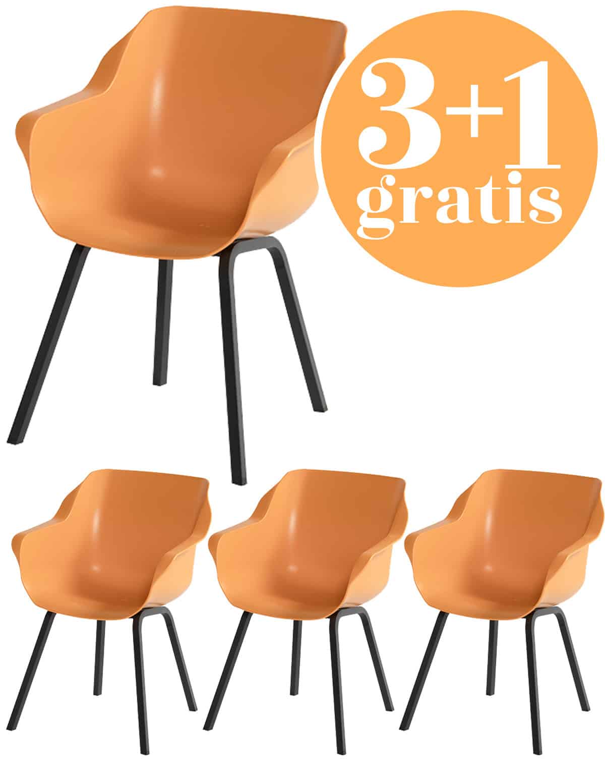 4 x hartman sophie element dining armstoel orange