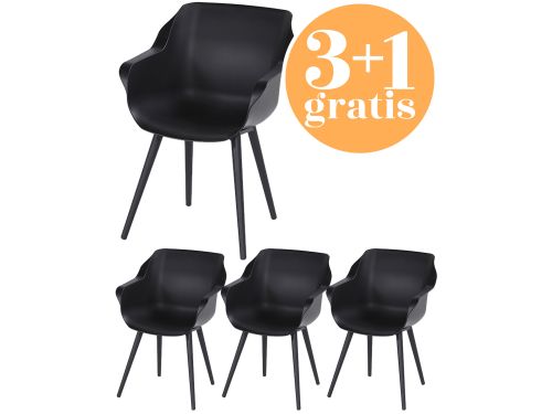 4 x Hartman Sophie Studio dining armstoel Carbon black