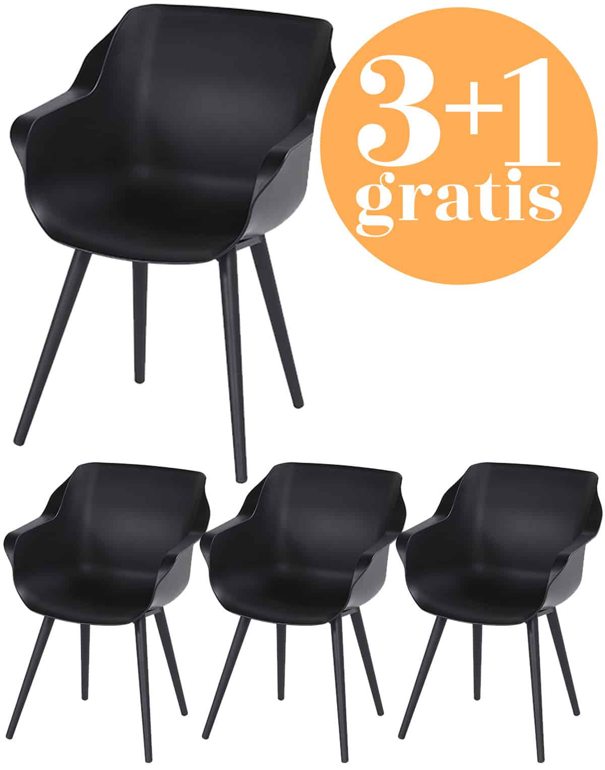 4 x hartman sophie studio dining armstoel carbon black