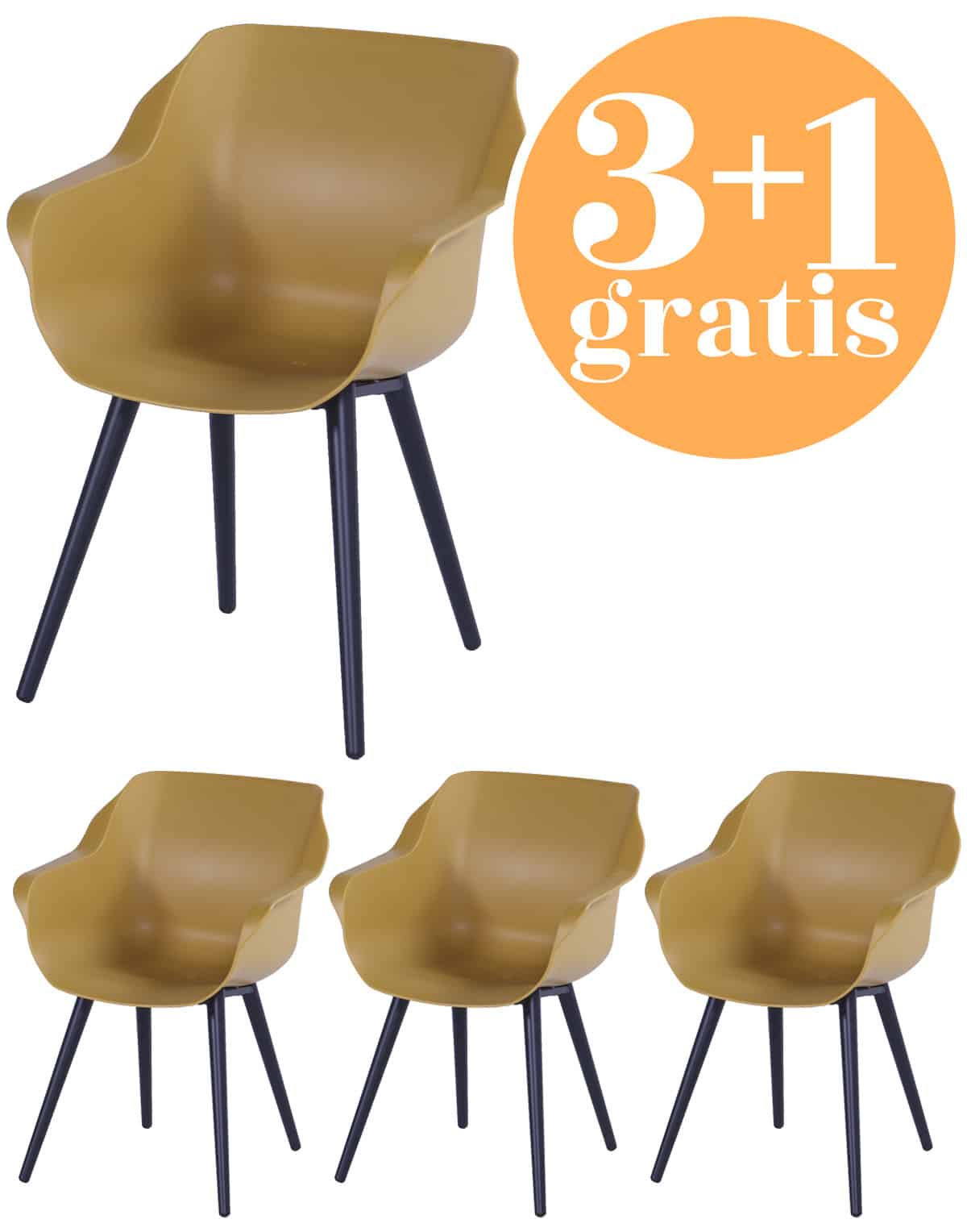4 x hartman sophie studio dining armstoel curry yellow