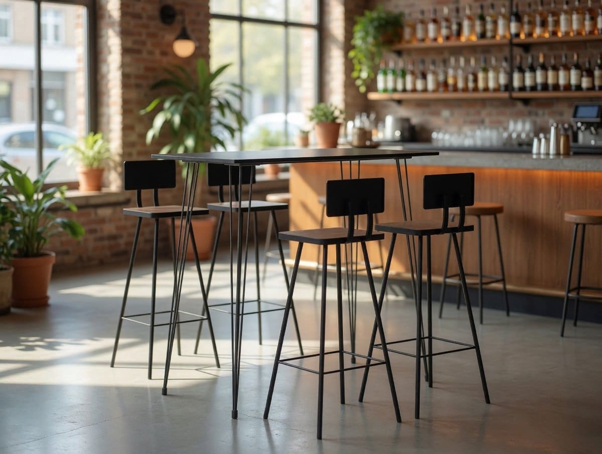 5 delige barset zwart eettafelstoelen keukentafelset mdf + 4 barkrukken
