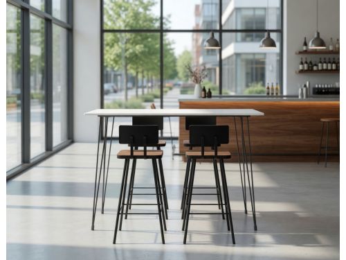 5-Delige Luxe Barset Wit - Bartafel + 4 Barkrukken