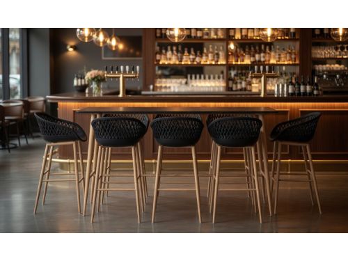 5-Delige Luxe Barset Wit-Zwart - Moderne Toontafel MDF + 4