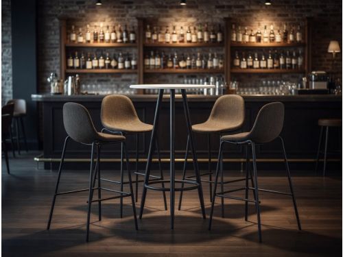 5-Delige Moderne Barset Donkergrijs - Bartafel MDF + 4 Barkrukken