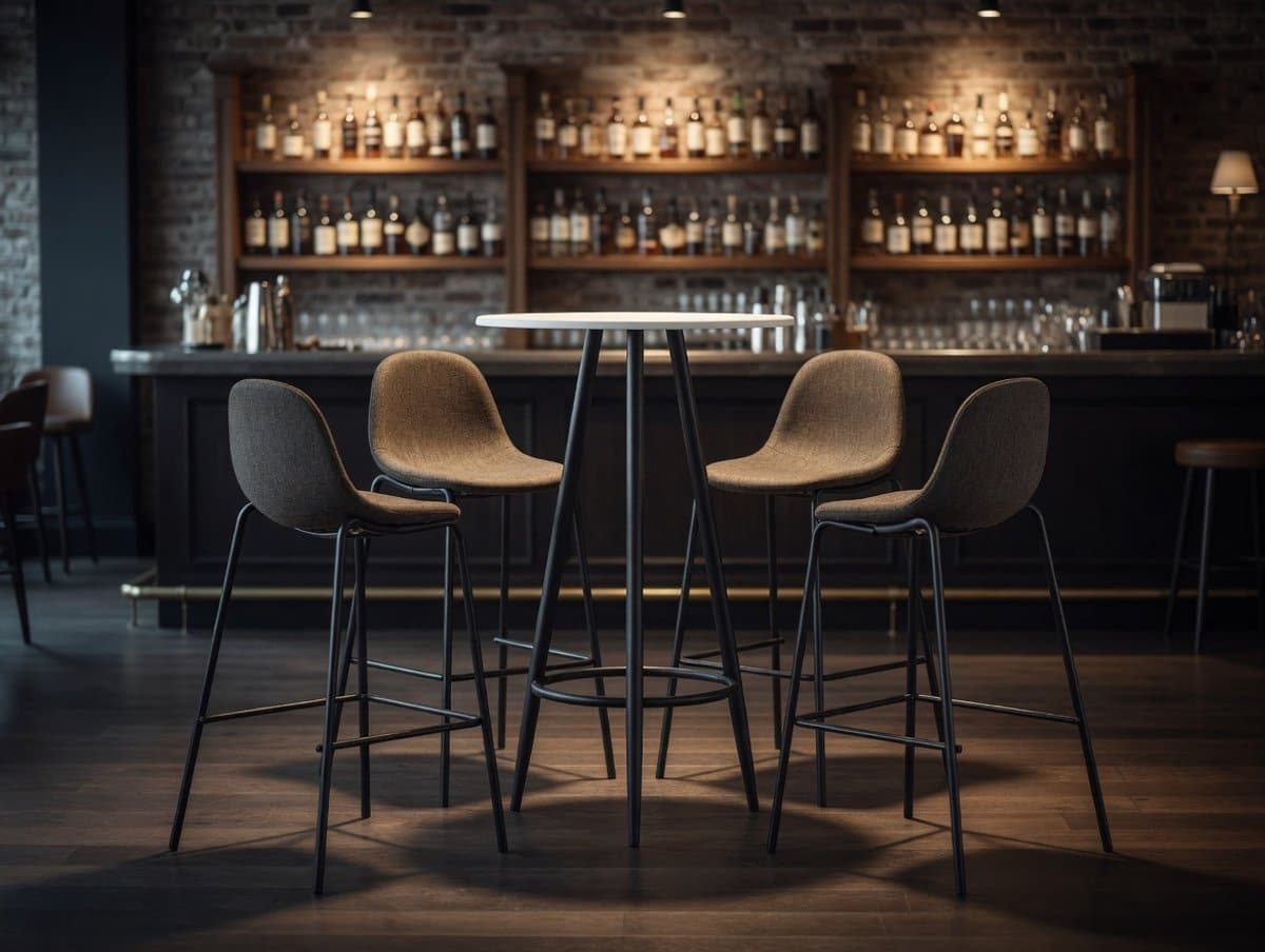 5 delige moderne barset donkergrijs bartafel mdf + 4 barkrukken