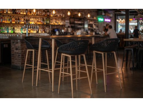 5-Delige Moderne Barset Zwart - Bartafel MDF + 4 Barkrukken
