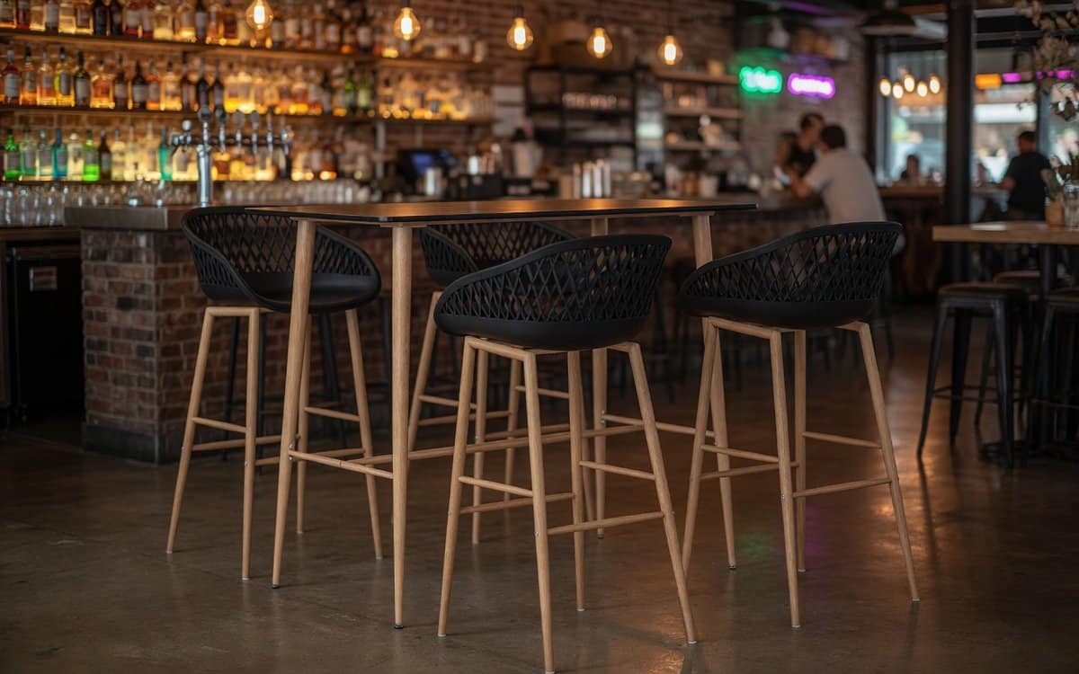 5 delige moderne barset zwart bartafel mdf + 4 barkrukken