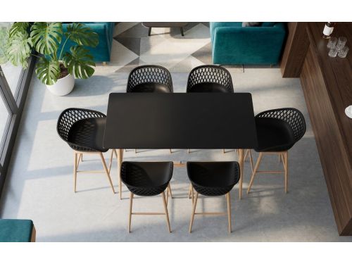5-Delige Moderne Barset Zwart - Keukentafelset MDF + 4 Barkrukken