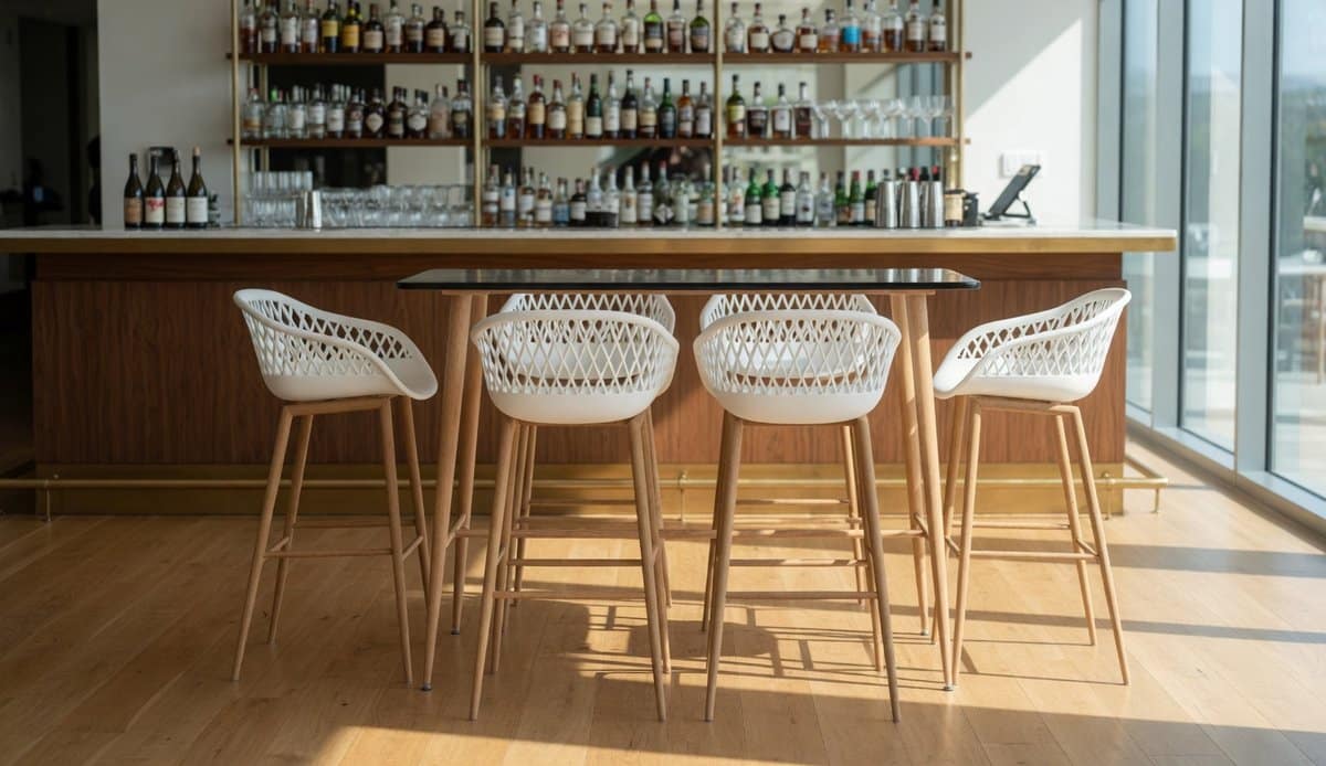 7 delige barset zwart en wit bartafel mdf + 6