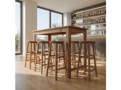 9-Delige Barset Massief Acaciahout - Tuinset Bartafel + 8 Stoelen