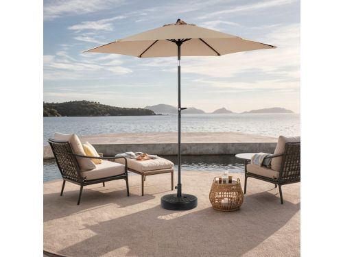 9 ft (274 cm) Rechthoekige Parasol Khaki - Dubbele Kap