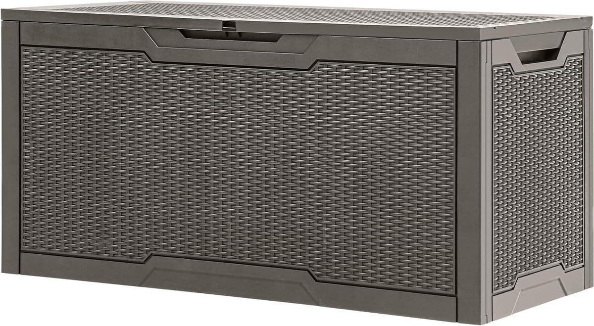 allecto plus weerbestendige outdoor opbergdoos 100 gallon taupe