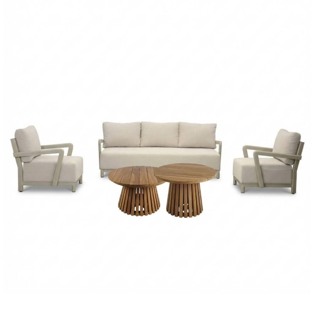 amalfi/palau stoel bank loungeset 5 personen | aluminium + polywood | beige | 5 delig