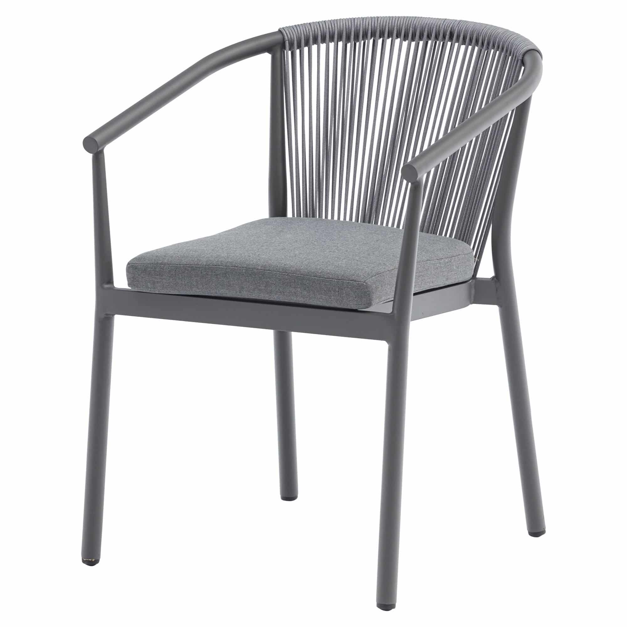 apollo dining tuinstoel rope stapelbaar grijs