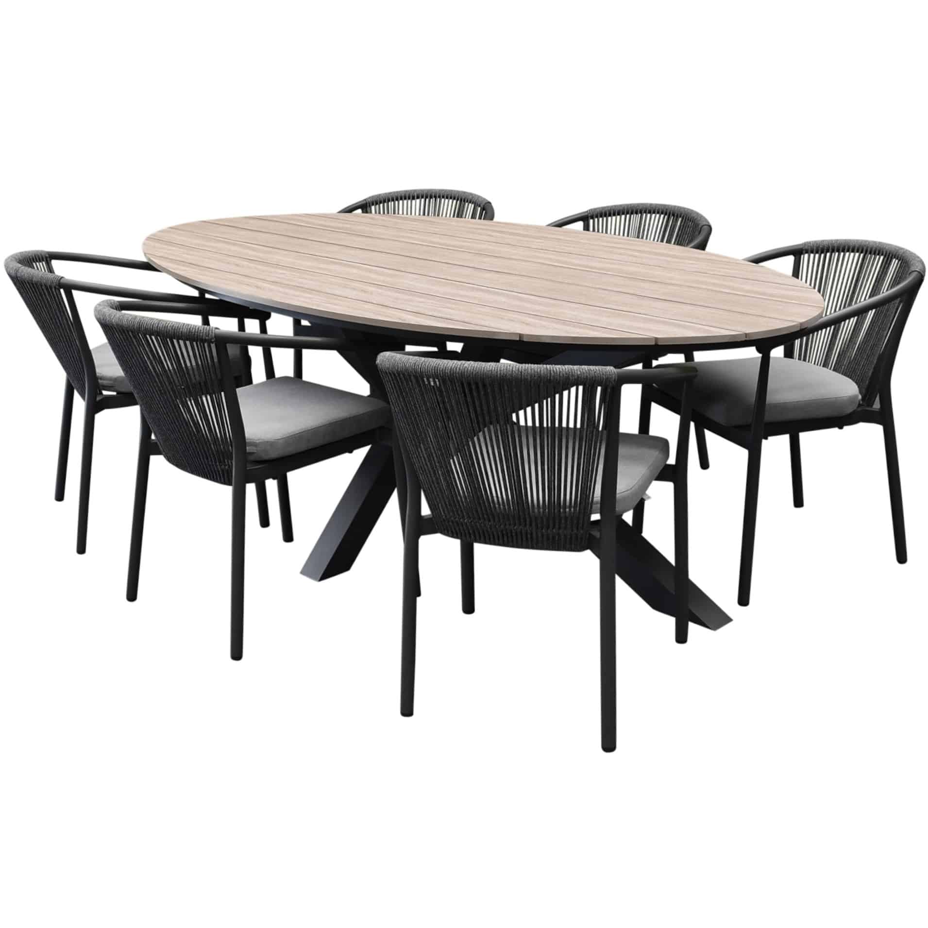 apollo salvador dining tuinset ovaal 220x115xh75 cm 7 delig polywood rope