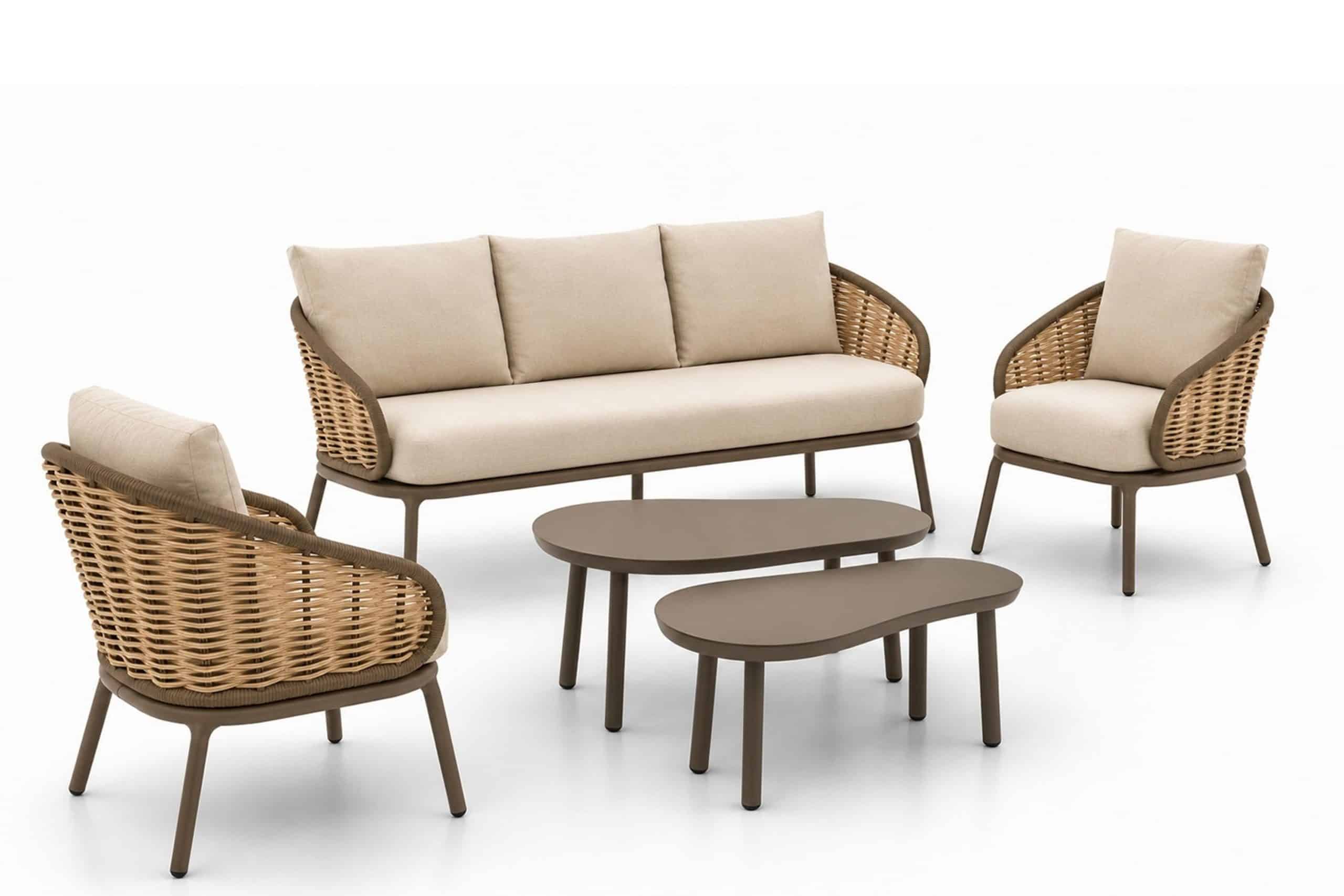 apple bee pine key/livo stoel bank loungeset 5 delig
