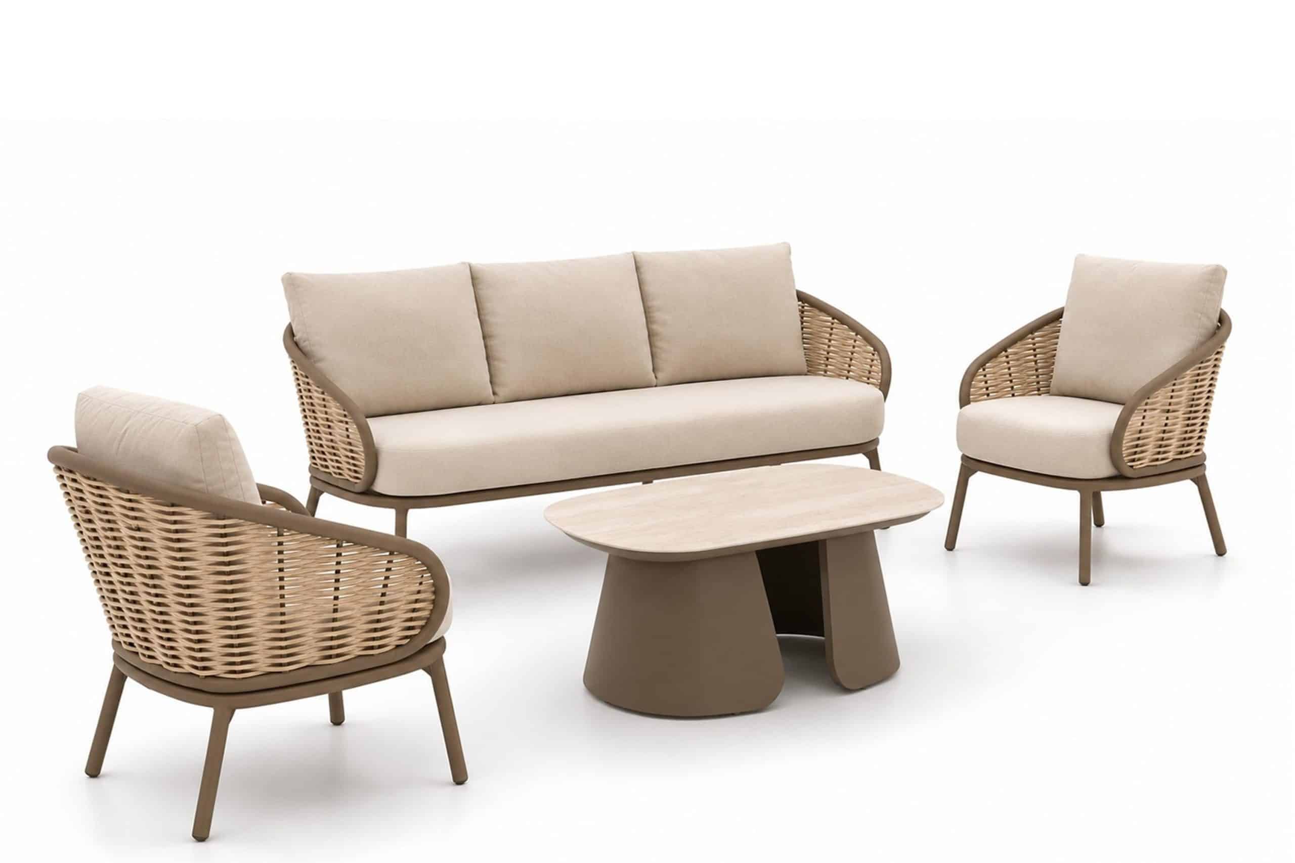 apple bee pine key/miyoura stoel bank loungeset 4 delig