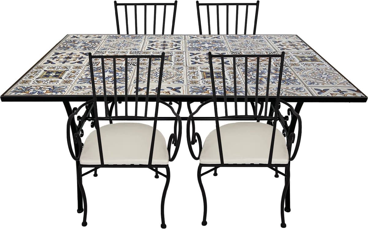 axi leonie 5 delige mozaïek bistroset zachtblauw metalen frame met