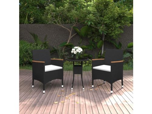 Balkonset 3-delig - Tuinzitgroep rotan - Buiten Zitten - Gepoedercoat