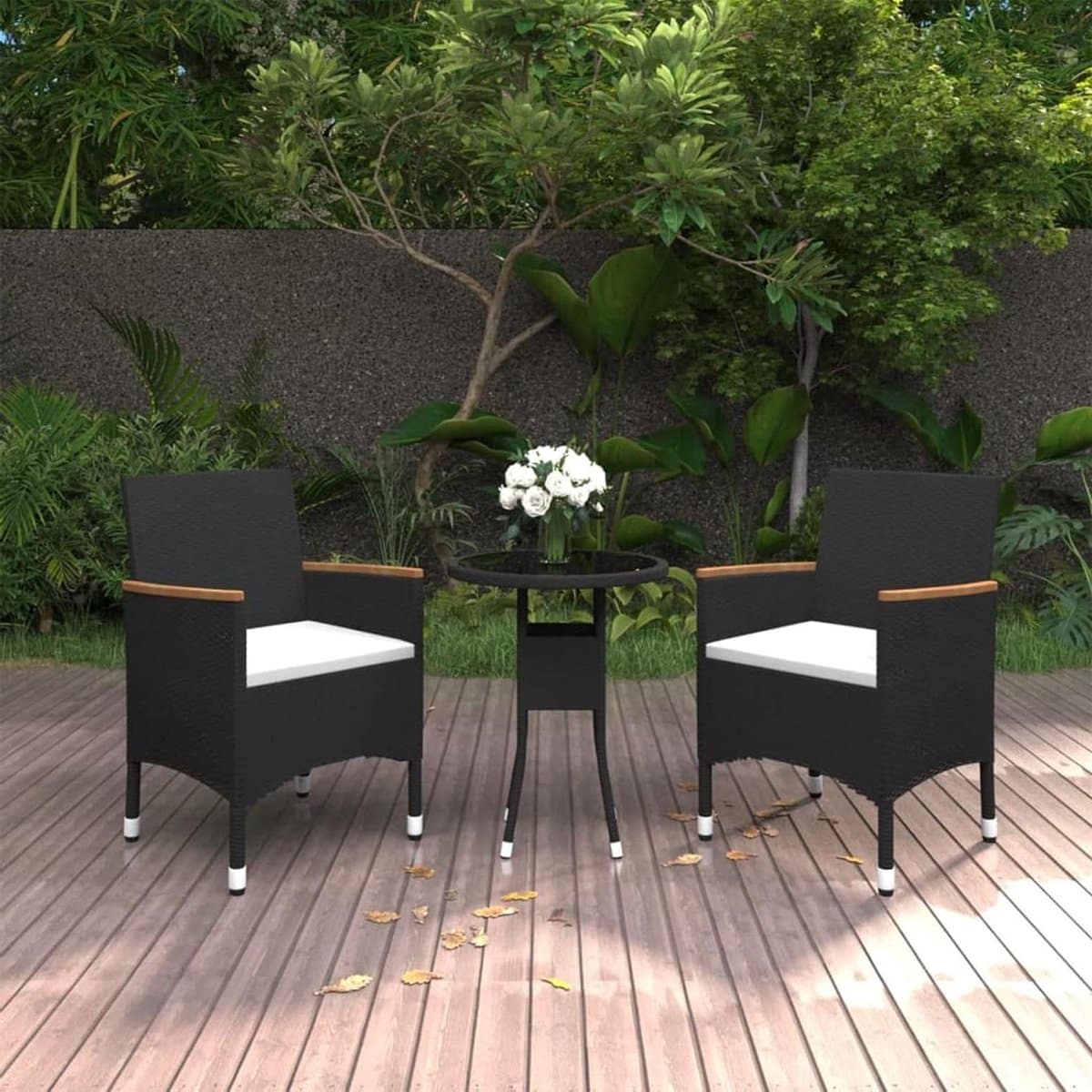balkonset 3 delig tuinzitgroep rotan buiten zitten gepoedercoat