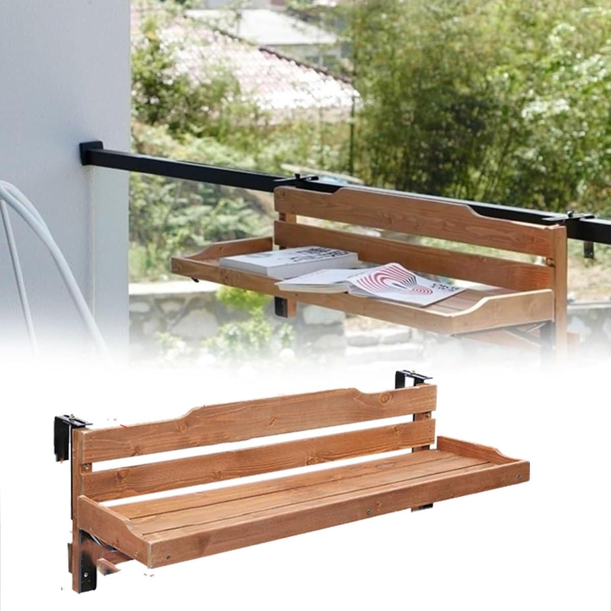 balkontafel hout buitenbar werkplek kleine ruimte weerbestendig