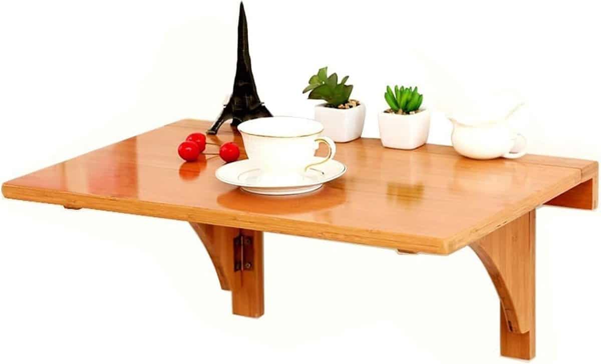 bamboe klaptafel wandbureau opvouwbaar ruimte besparen compact
