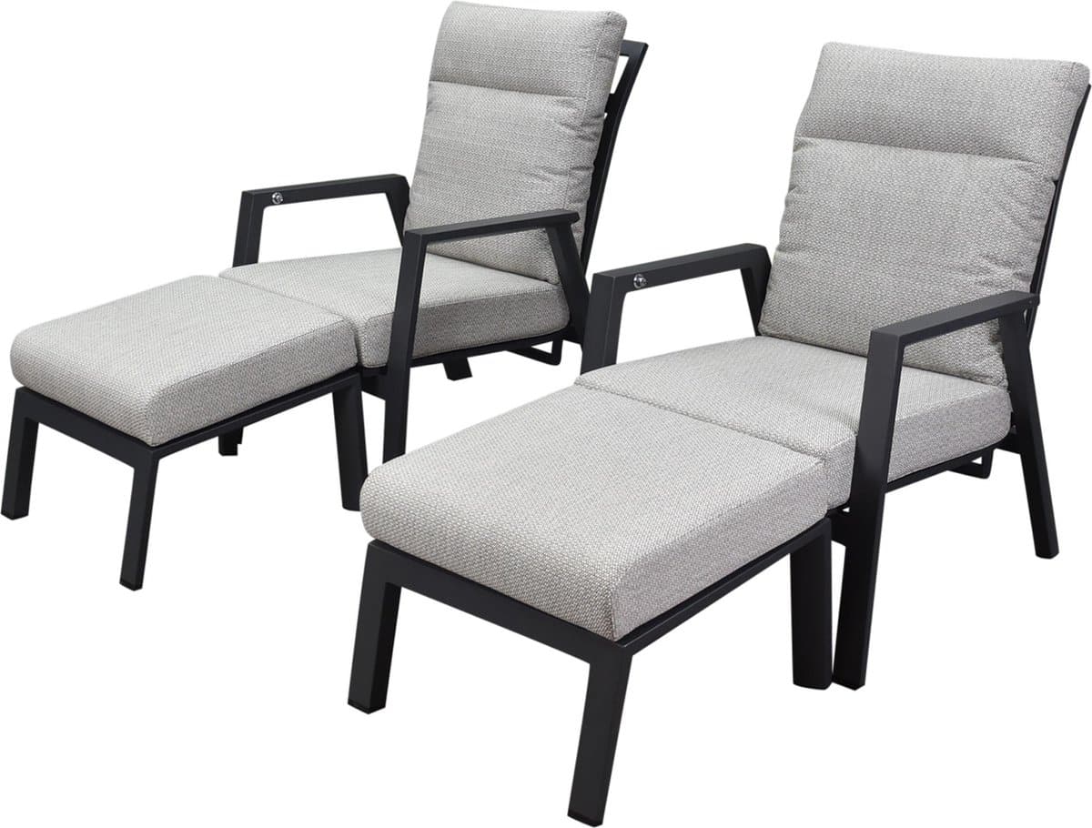 barolo lounge balkonset 4 delig verstelbaar antraciet aluminium