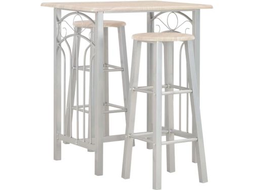Barset 3-delig - Hout Staal - Buiten Zitten - Weerbestendig