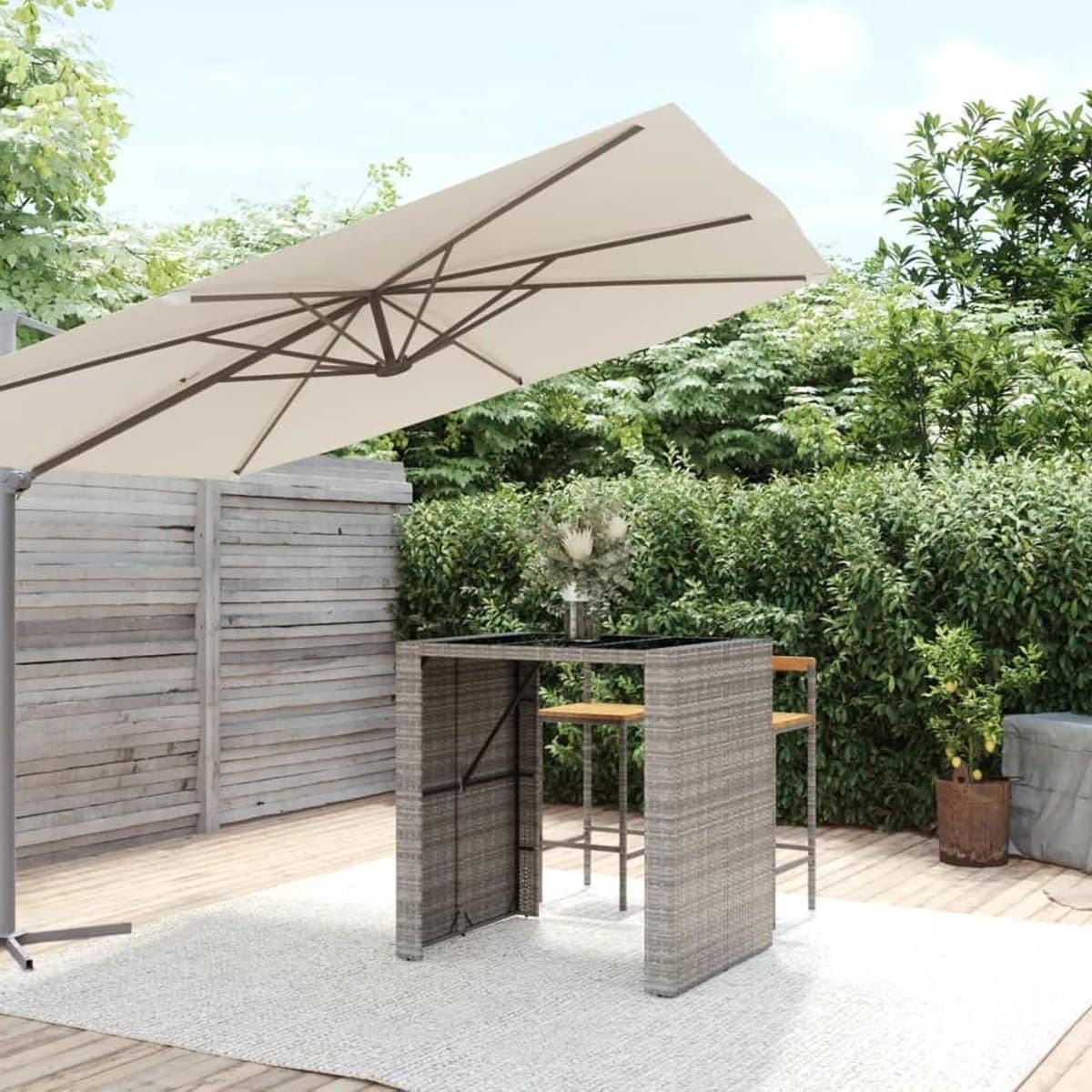 bartafel met glasplaat terrastafel tuintafel buiten genieten