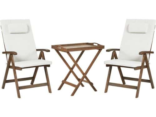 BELIANI AMANTEA PREMIUM - Bistroset - Gebroken wit - Acaciahout