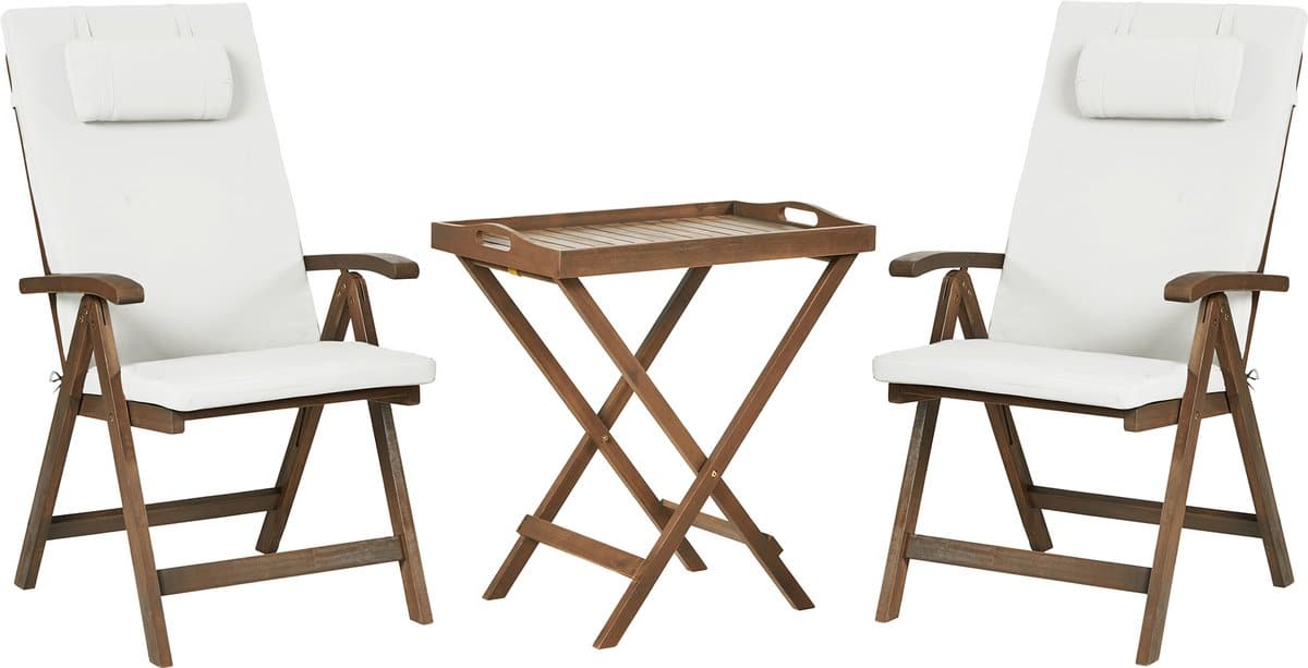 beliani amantea premium bistroset gebroken wit acaciahout