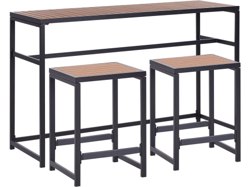 BELIANI AVETRANA - Tuinset 2-zits - Zwart/Lichthout - Staal