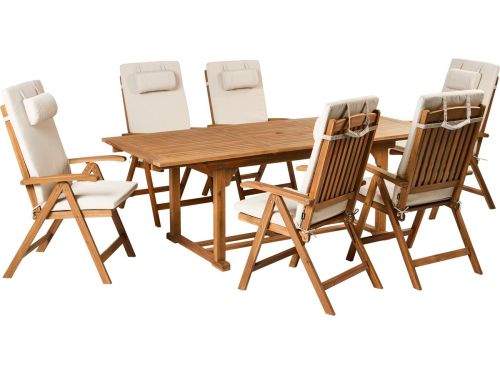 BELIANI JAVA PREMIUM - Tuinset voor 6 - Lichtbeige